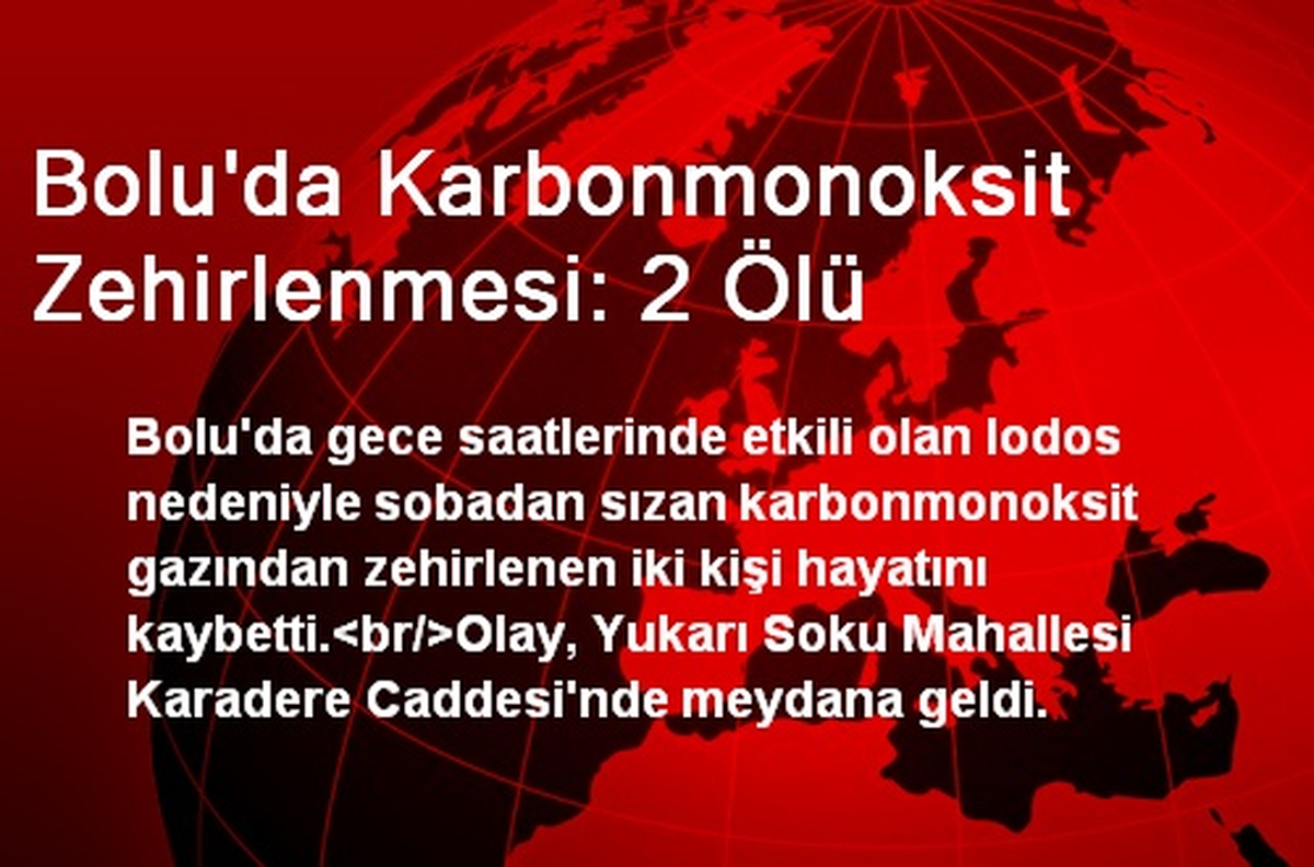 Bolu\'da Karbonmonoksit Zehirlenmesi: 2 Ölü