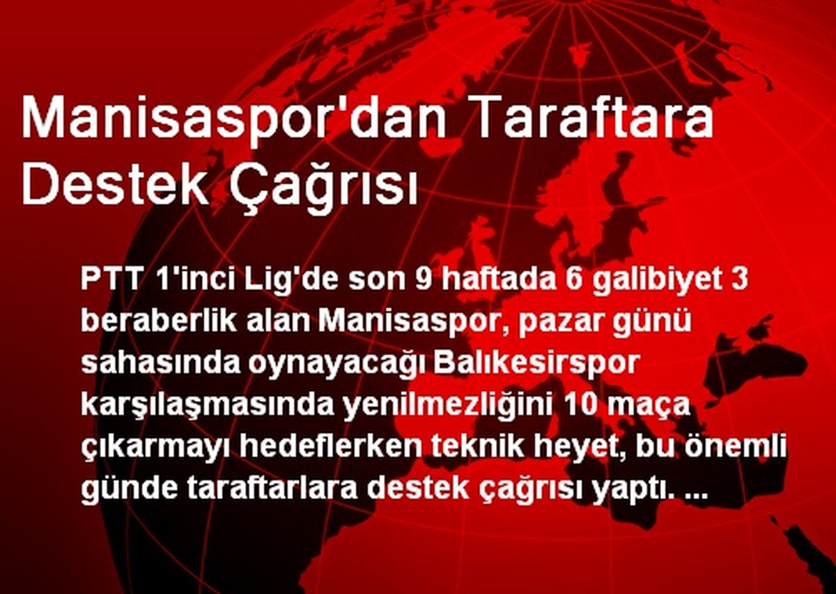 Manisaspor\'dan Taraftara Destek Çağrısı