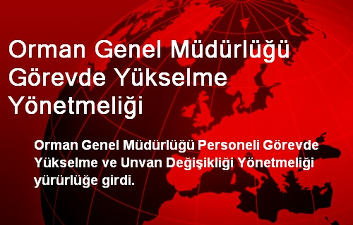 Orman Genel Müdürlüğü Görevde Yükselme Yönetmeliği
