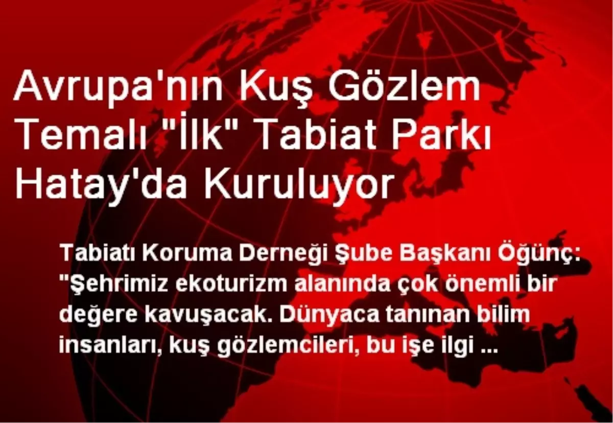 Avrupa\'nın Kuş Gözlem Temalı "İlk" Tabiat Parkı Hatay\'da Kuruluyor