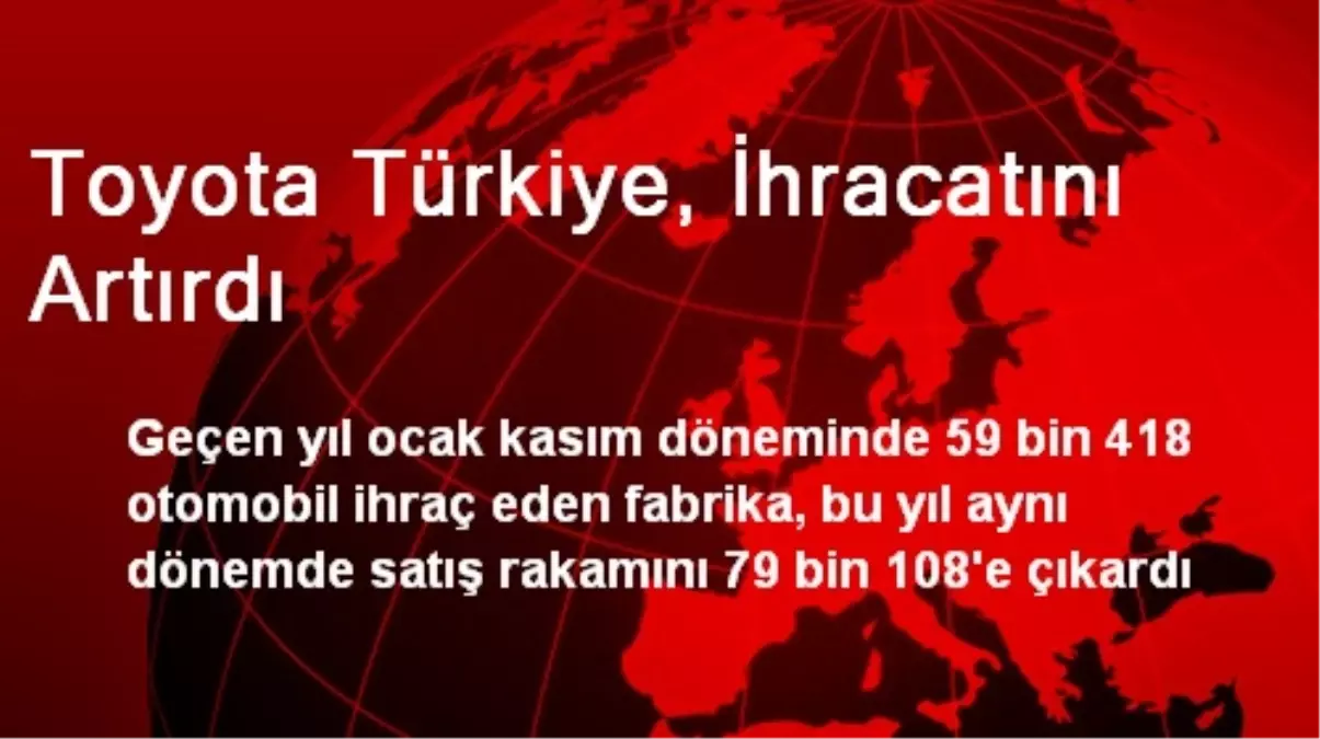 Toyota Türkiye, İhracatını Artırdı