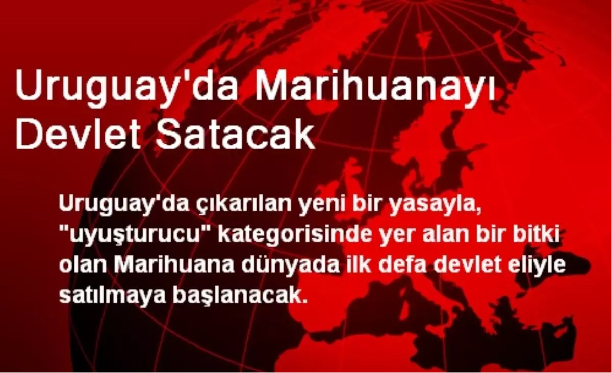 Uruguay\'da Marihuanayı Devlet Satacak