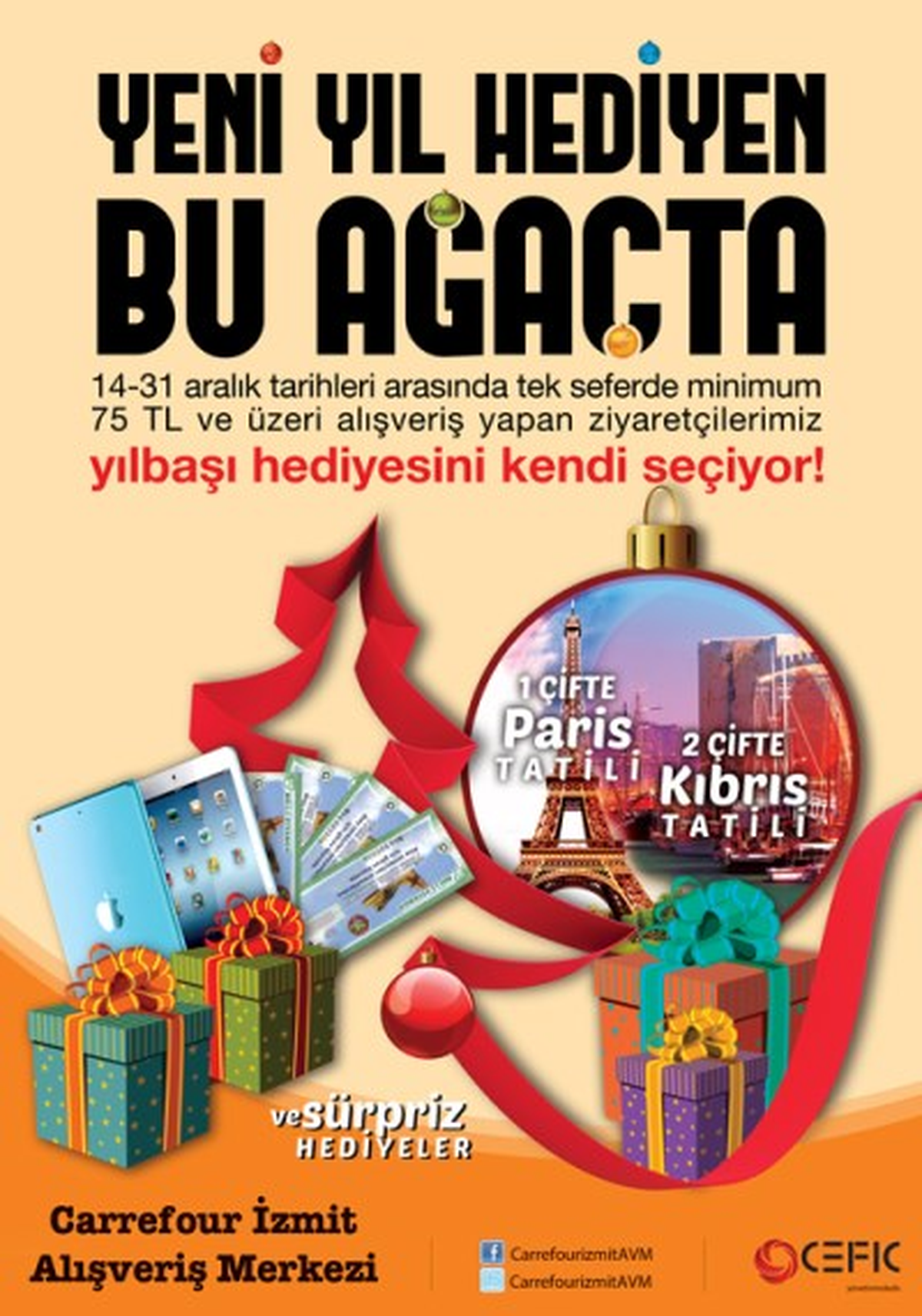 Carrefour İzmit AVM\'den Paris ve Kıbrıs Tatili Sürprizi