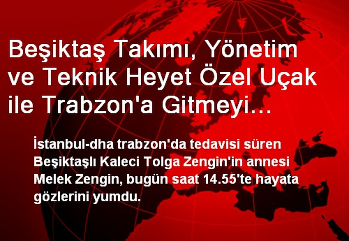 Beşiktaş Takımı, Yönetim ve Teknik Heyet Özel Uçak ile Trabzon\'a Gitmeyi Planlıyor
