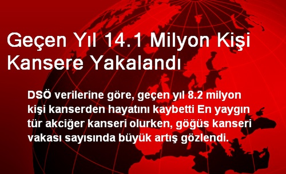 Geçen Yıl 14,1 Milyon Kişi Kansere Yakalandı