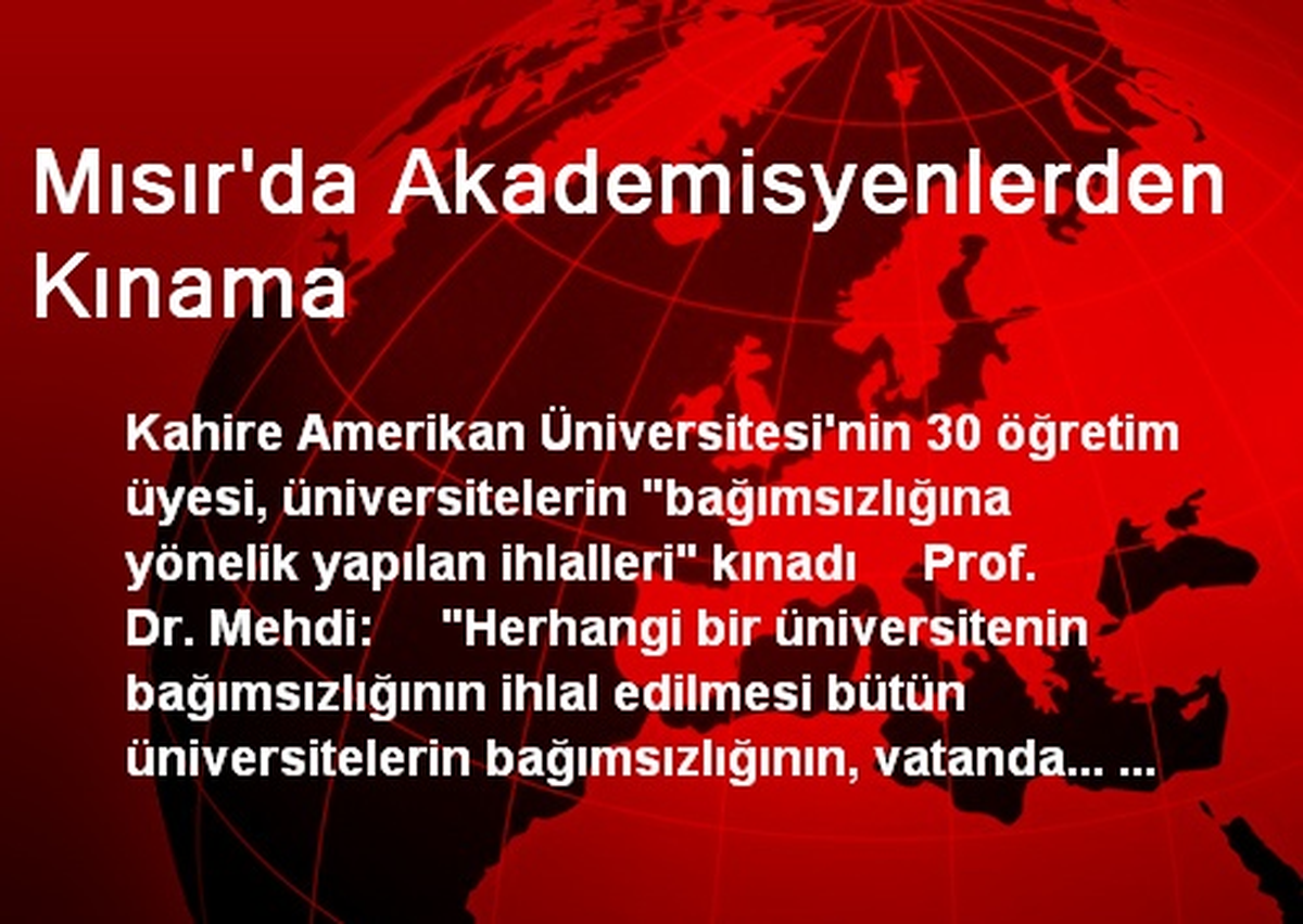 Mısır\'da Akademisyenlerden Kınama