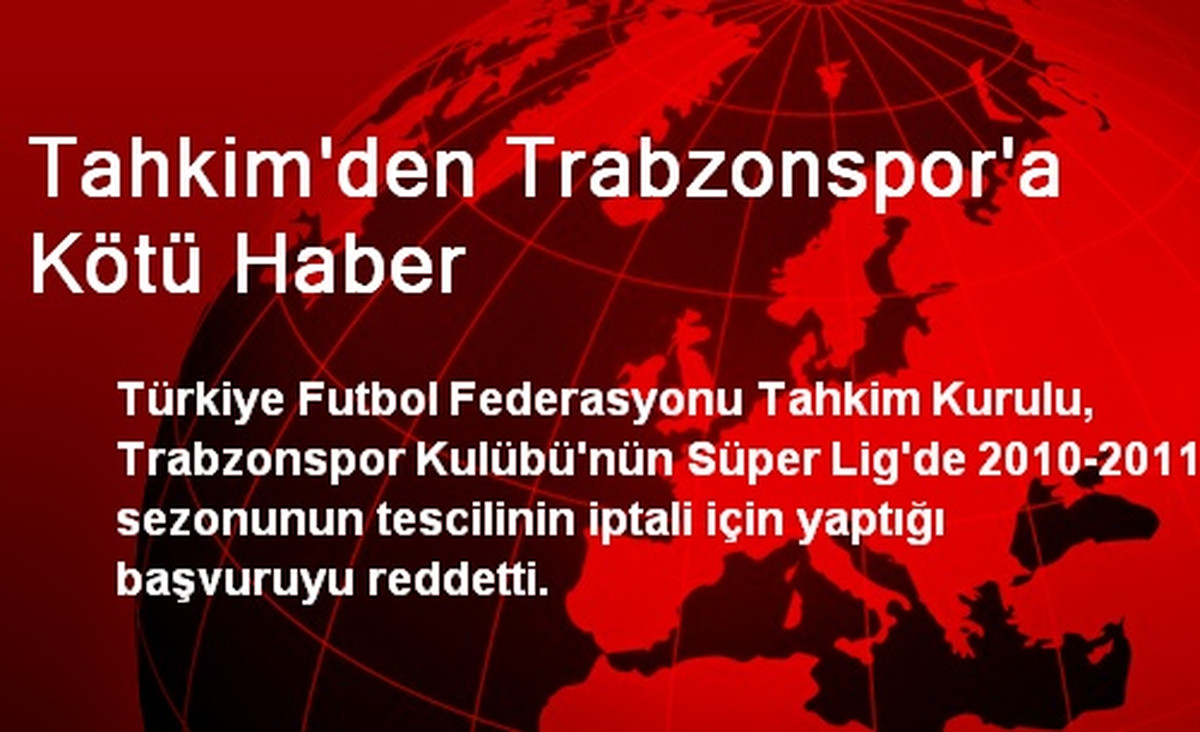 Tahkim\'den Trabzonspor\'a Kötü Haber