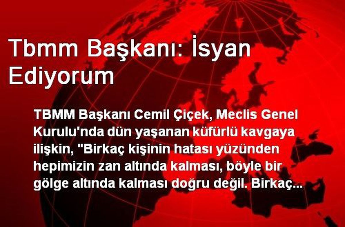 Tbmm Başkanı: İsyan Ediyorum