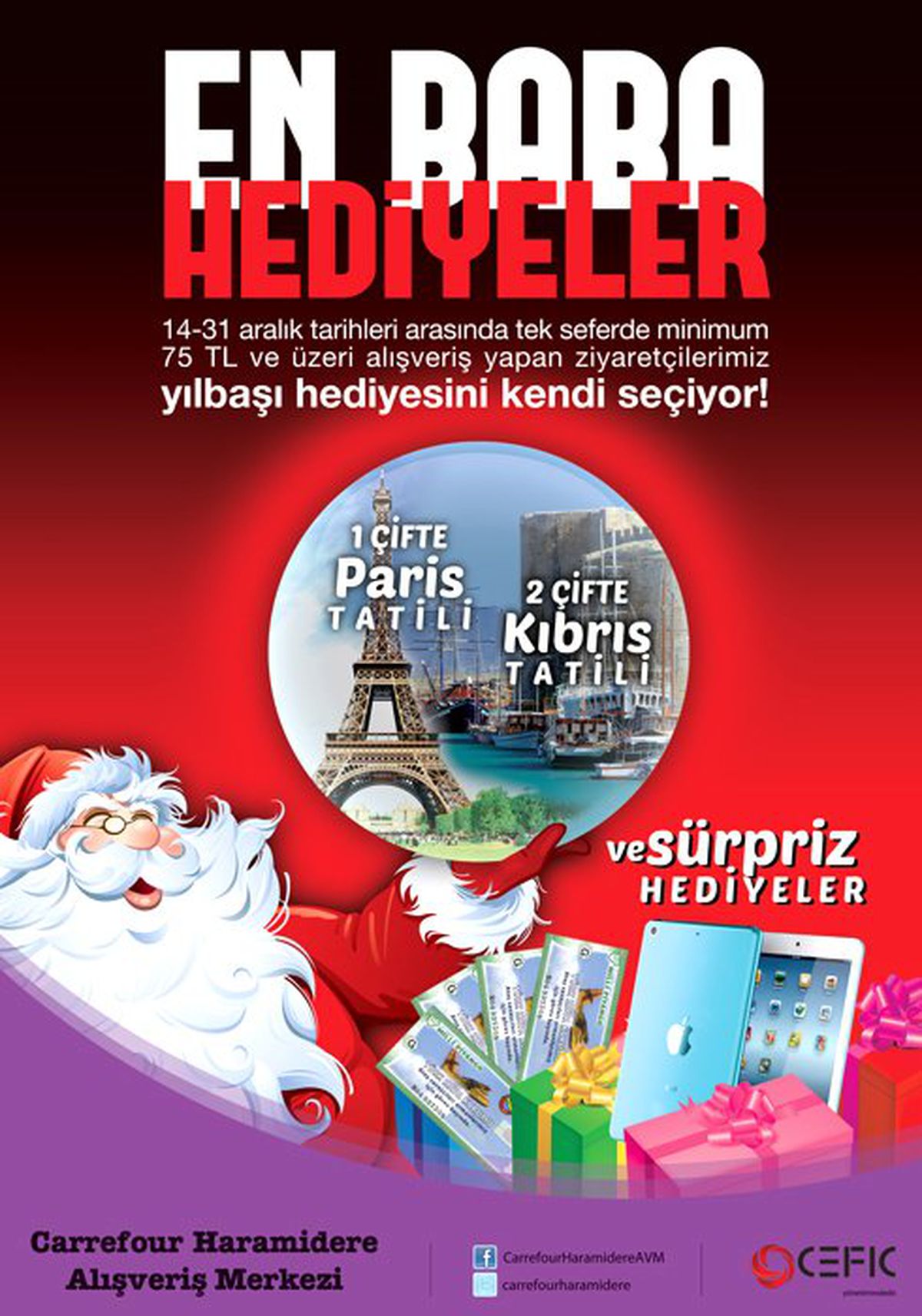 Carrefour Haramidere AVM\'den Paris ve Kıbrıs Tatili Sürprizi