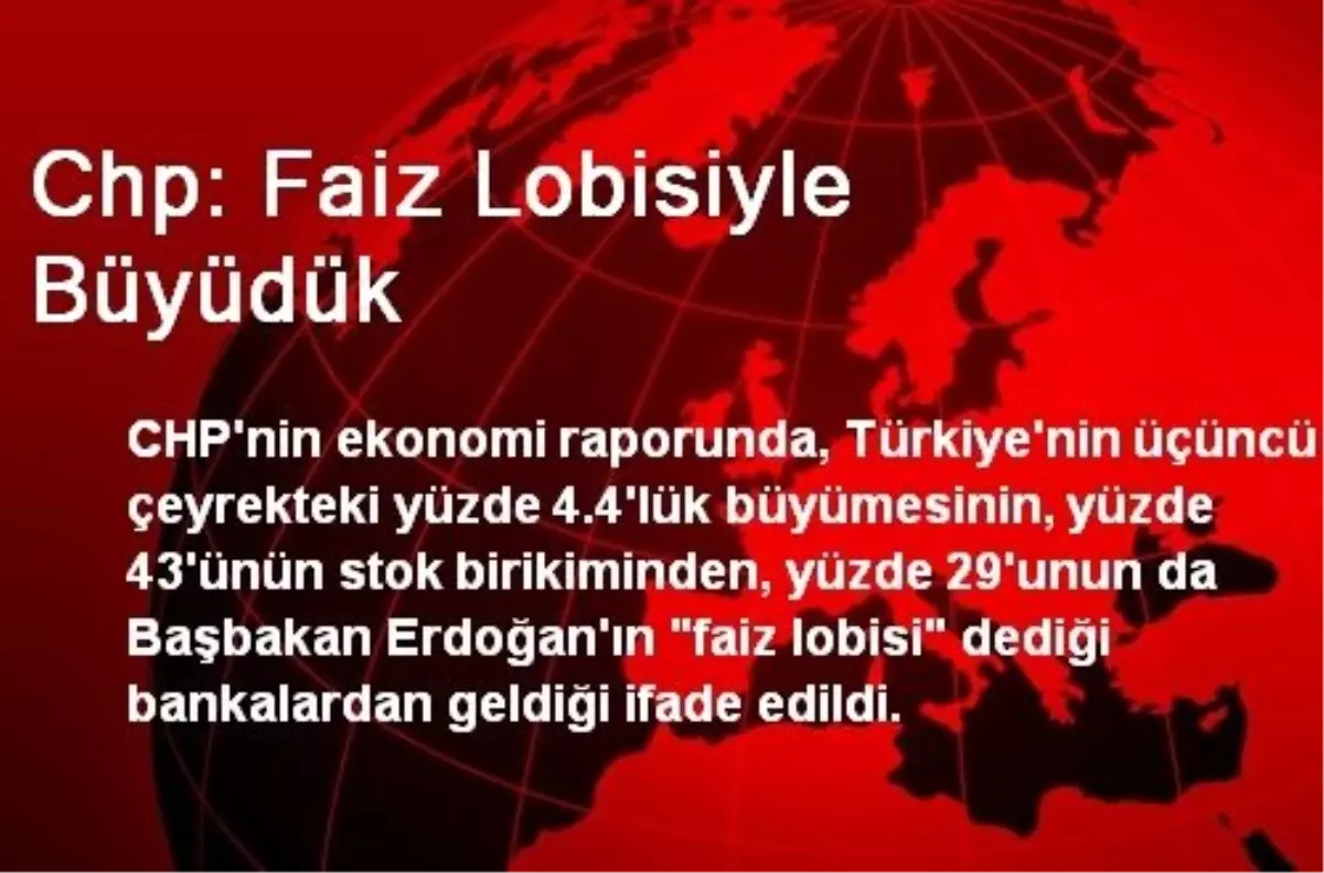 Chp: Faiz Lobisiyle Büyüdük