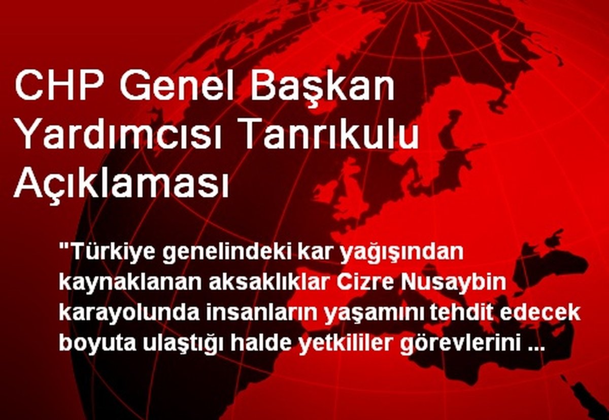 CHP Genel Başkan Yardımcısı Tanrıkulu Açıklaması