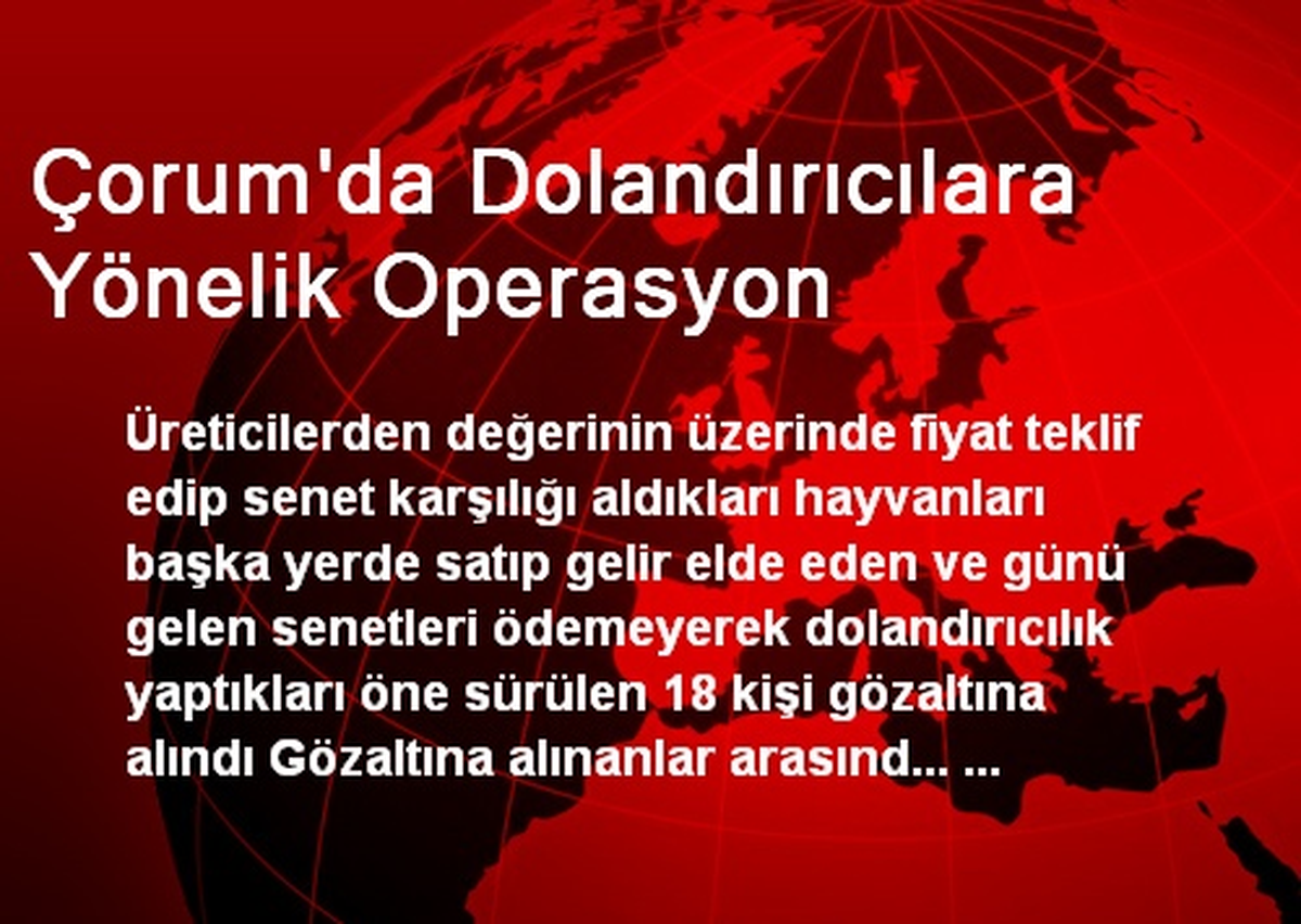 Çorum\'da Dolandırıcılara Yönelik Operasyon