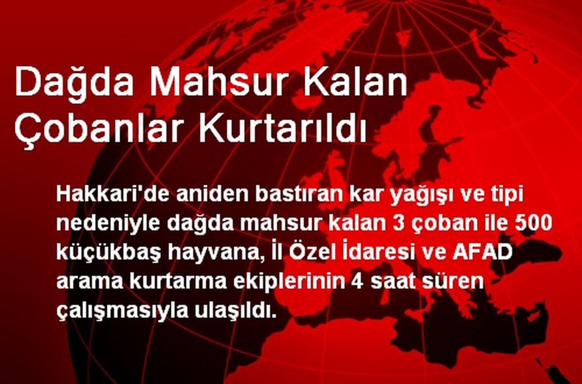 Dağda Mahsur Kalan Çobanlar Kurtarıldı