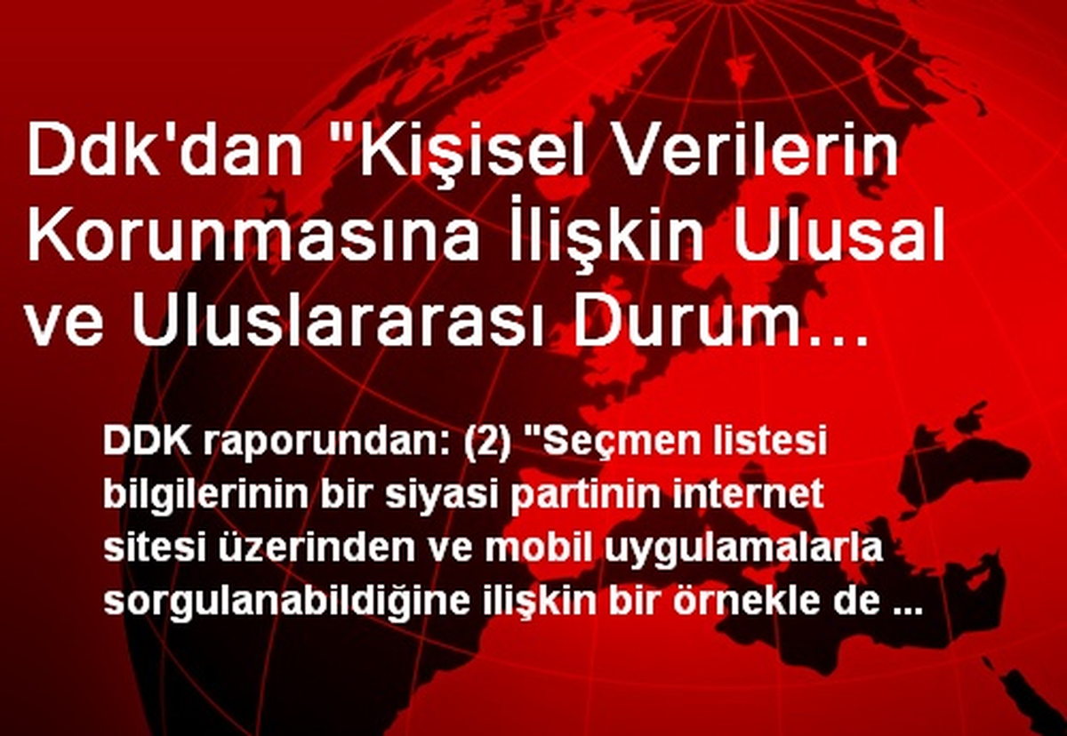 Ddk\'dan "Kişisel Verilerin Korunmasına İlişkin Ulusal ve Uluslararası Durum Değerlendirmesi ile...