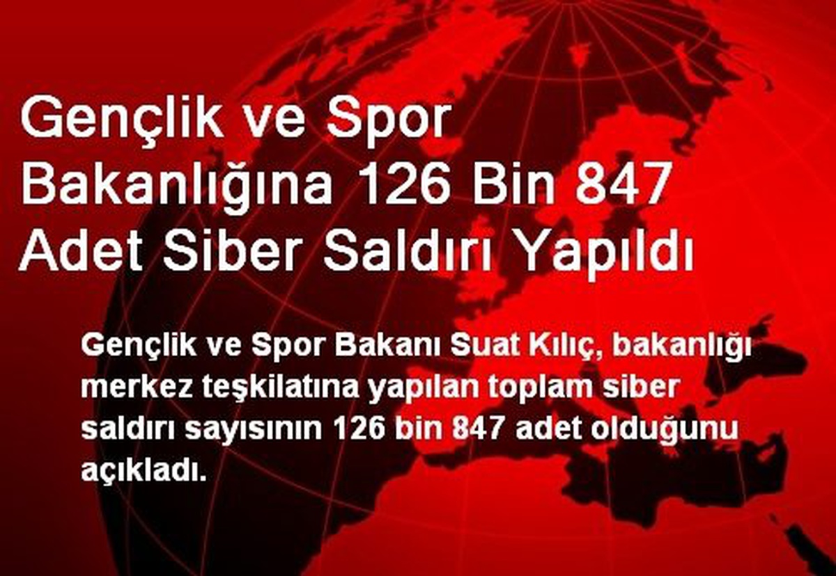 Gençlik ve Spor Bakanlığına 126 Bin 847 Adet Siber Saldırı Yapıldı