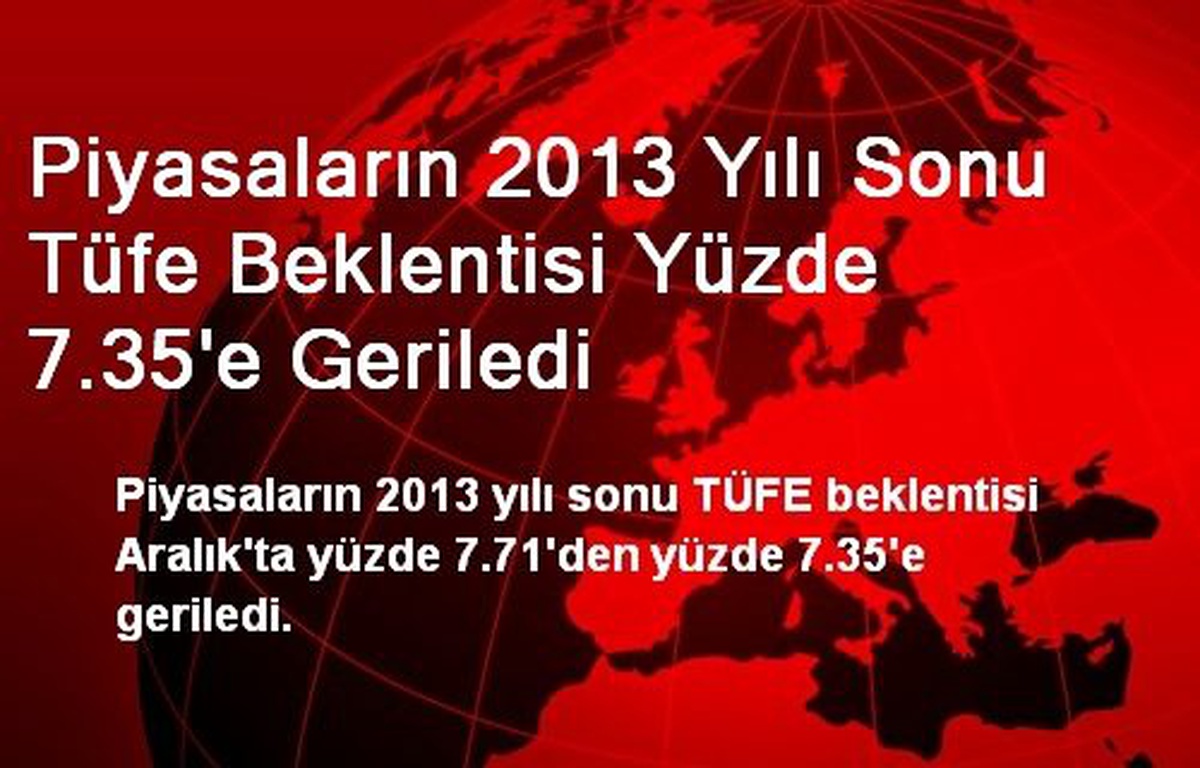 Piyasaların 2013 Yılı Sonu Tüfe Beklentisi Yüzde 7.35\'e Geriledi