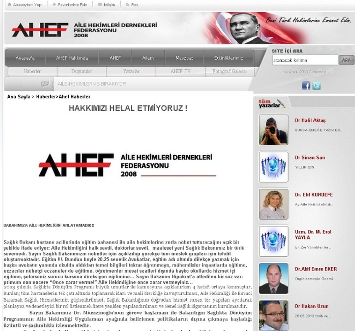 Ahef, "Bakanımıza Aile Hekimliğini Anlatamadık"