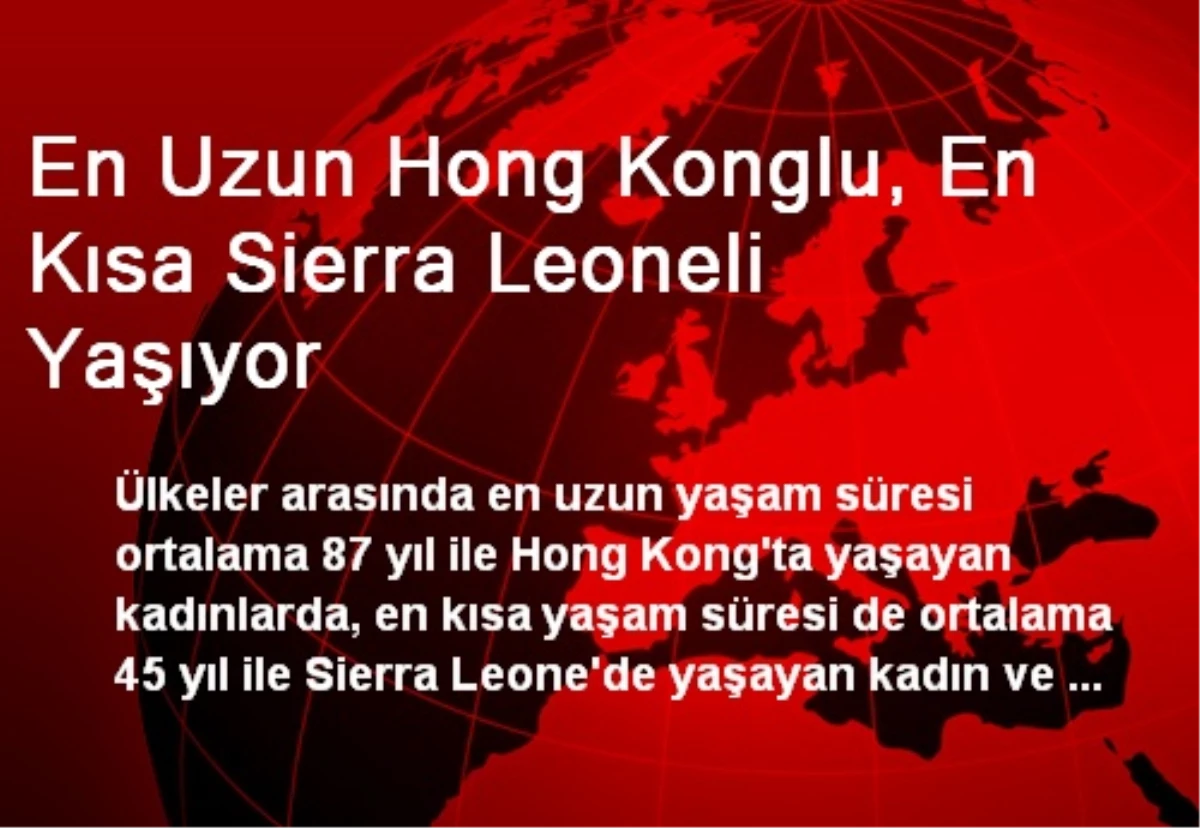 En Uzun Hong Konglu, En Kısa Sierra Leoneli Yaşıyor