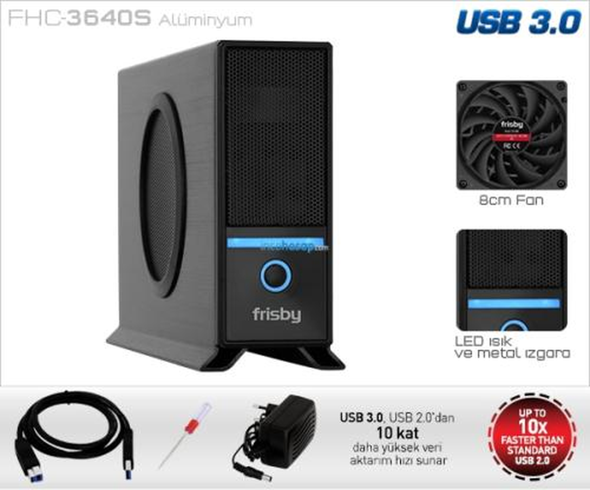 Frisby Fhc-3640s 3.5 İnch Usb 3.0 Aluminyum 8 Cm Fan Hdd Kutusu