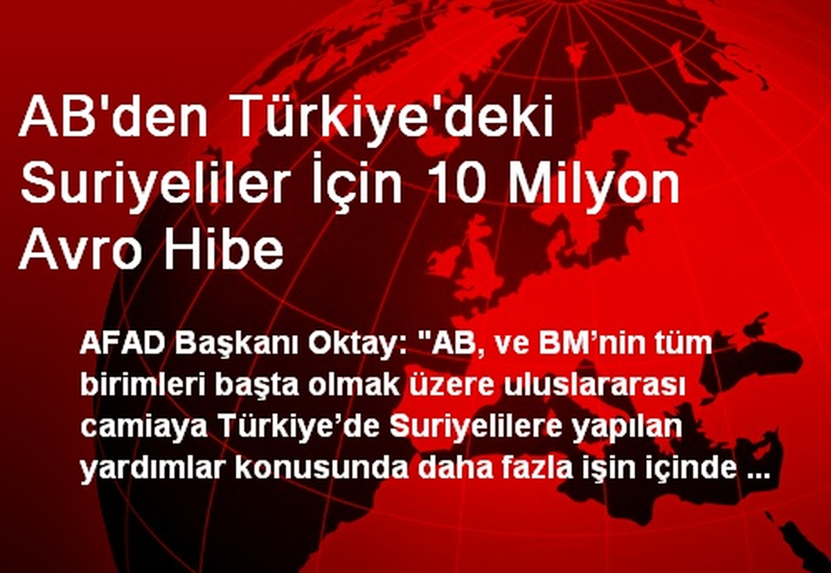 AB\'den Türkiye\'deki Suriyeliler İçin 10 Milyon Avro Hibe