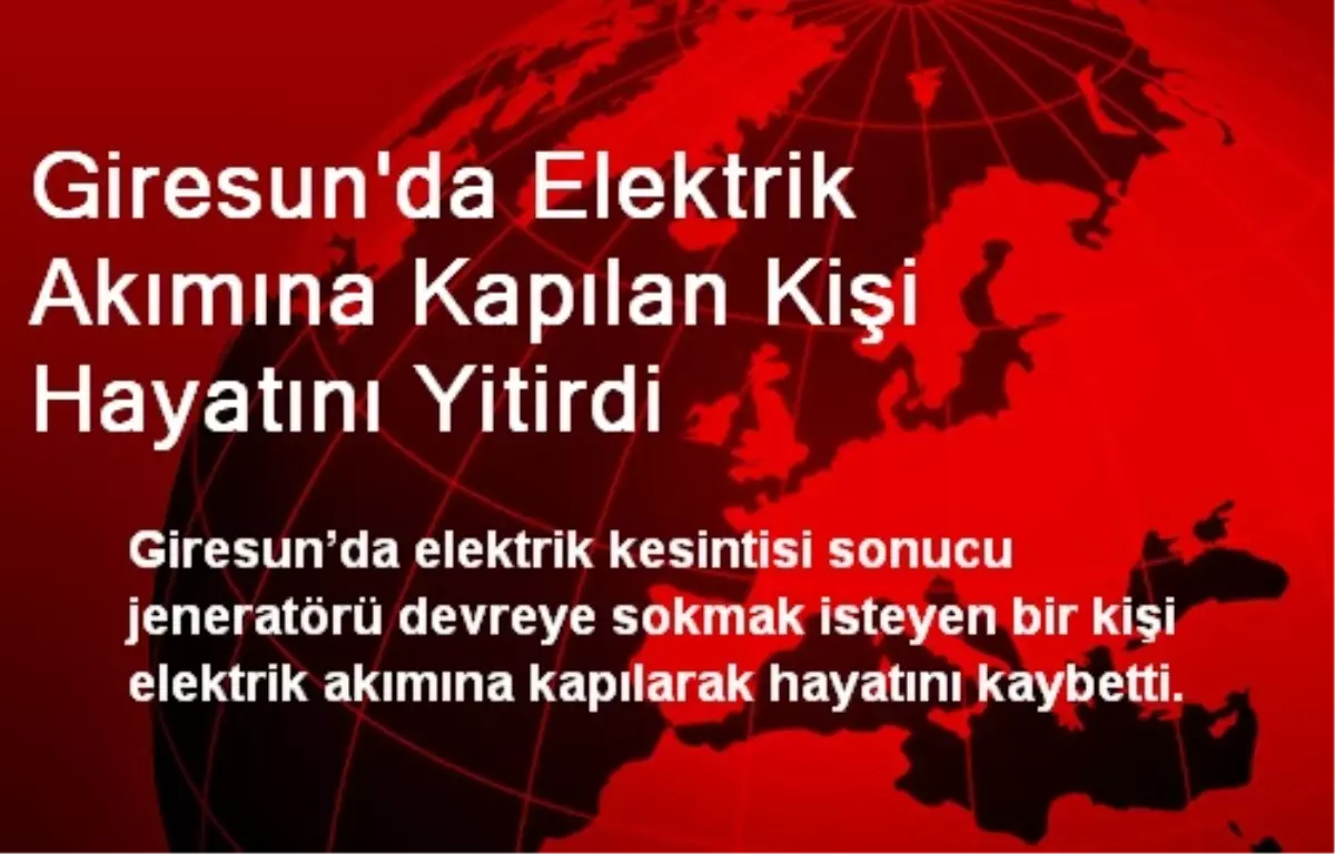 Giresun\'da Elektrik Akımına Kapılan Kişi Hayatını Yitirdi
