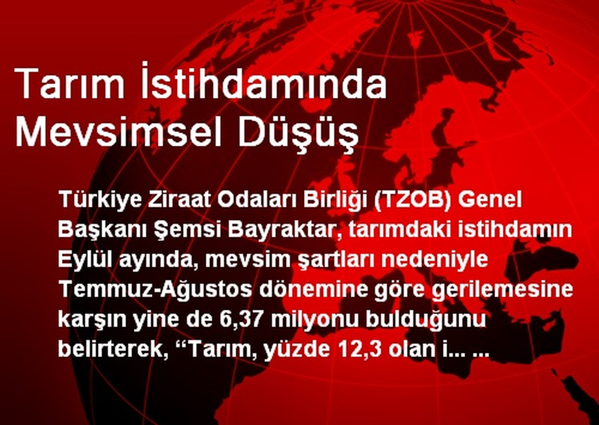 Tarım İstihdamında Mevsimsel Düşüş