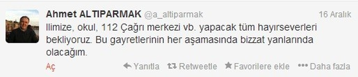Vali Altıparmak\'tan Hayırsever İşadamlarına Çağrı