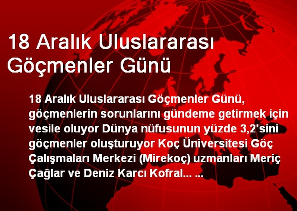 18 Aralık Uluslararası Göçmenler Günü