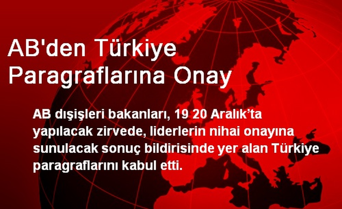 AB\'den Türkiye Paragraflarına Onay