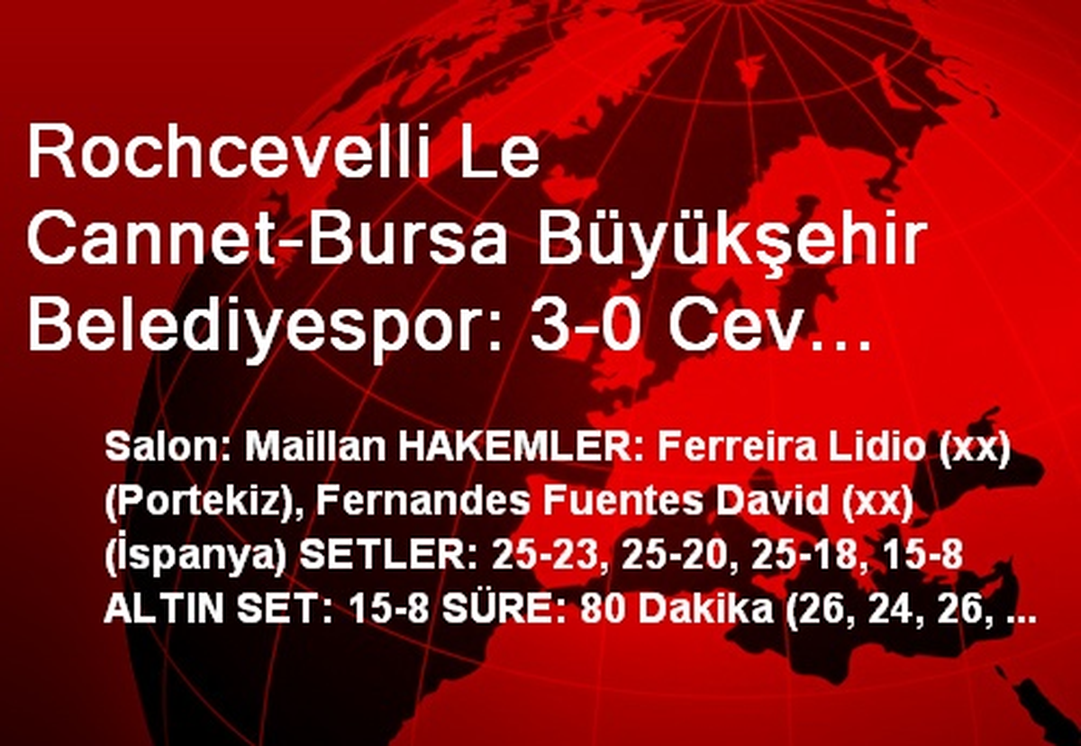 Rochcevelli Le Cannet-Bursa Büyükşehir Belediyespor: 3-0 Cev Challenge Cup Rövanşı Altın Seti...