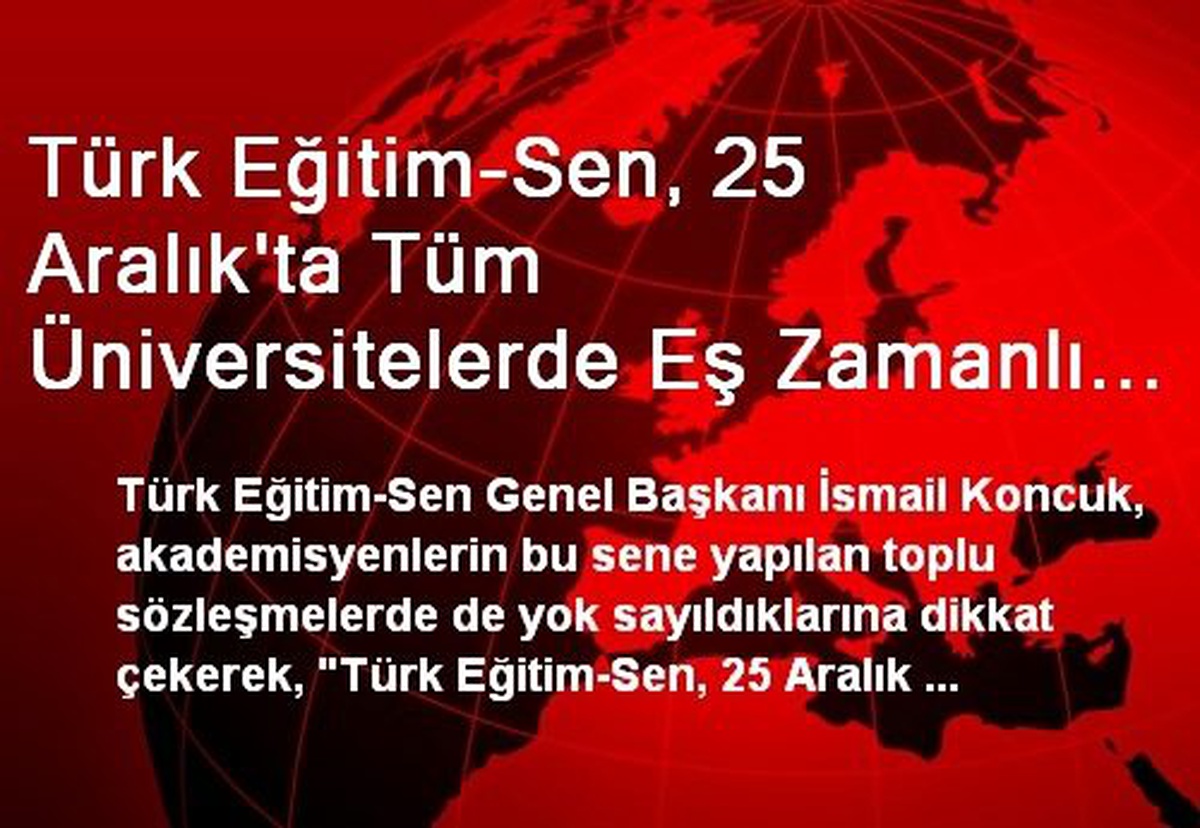 Türk Eğitim-Sen, 25 Aralık\'ta Tüm Üniversitelerde Eş Zamanlı Eylem Yapacak