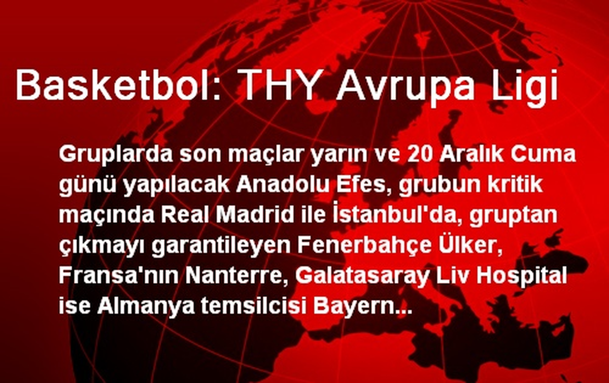 Basketbol: THY Avrupa Ligi
