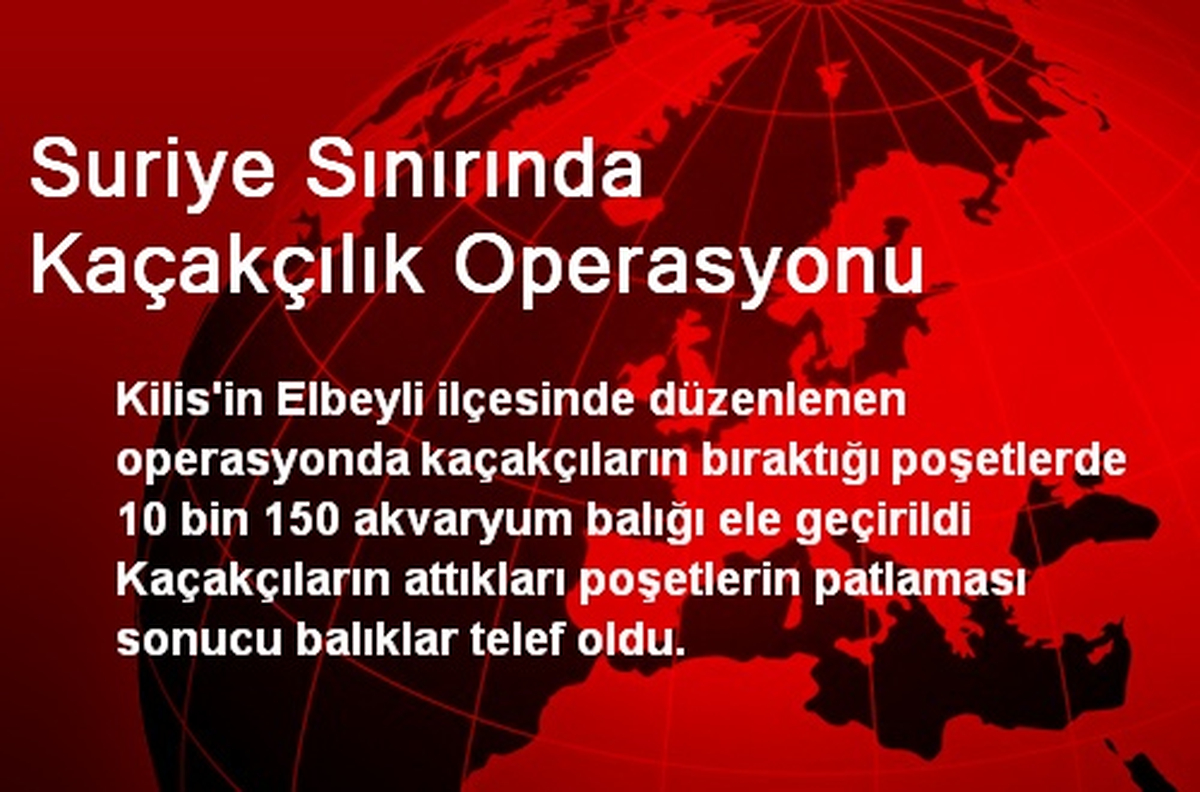 Suriye Sınırında Kaçakçılık Operasyonu