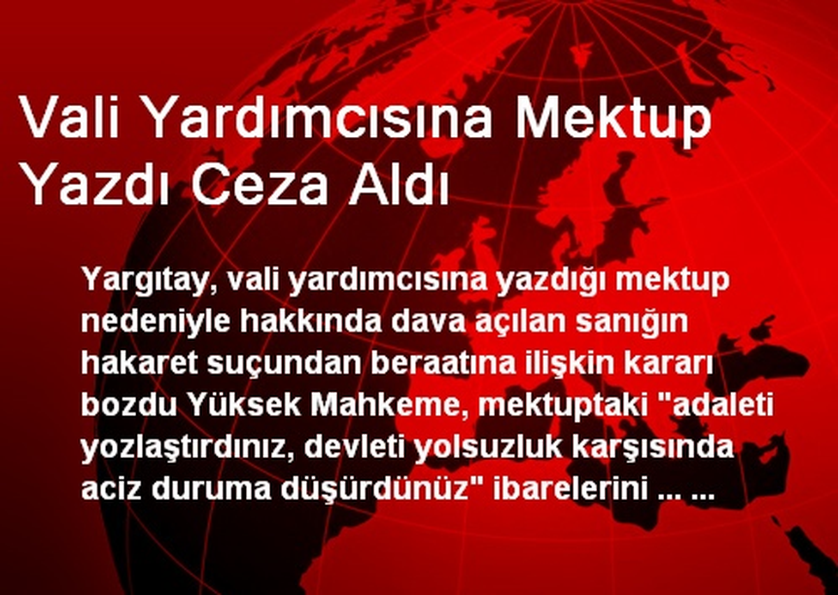 Vali Yardımcısına Mektup Yazdı Ceza Aldı