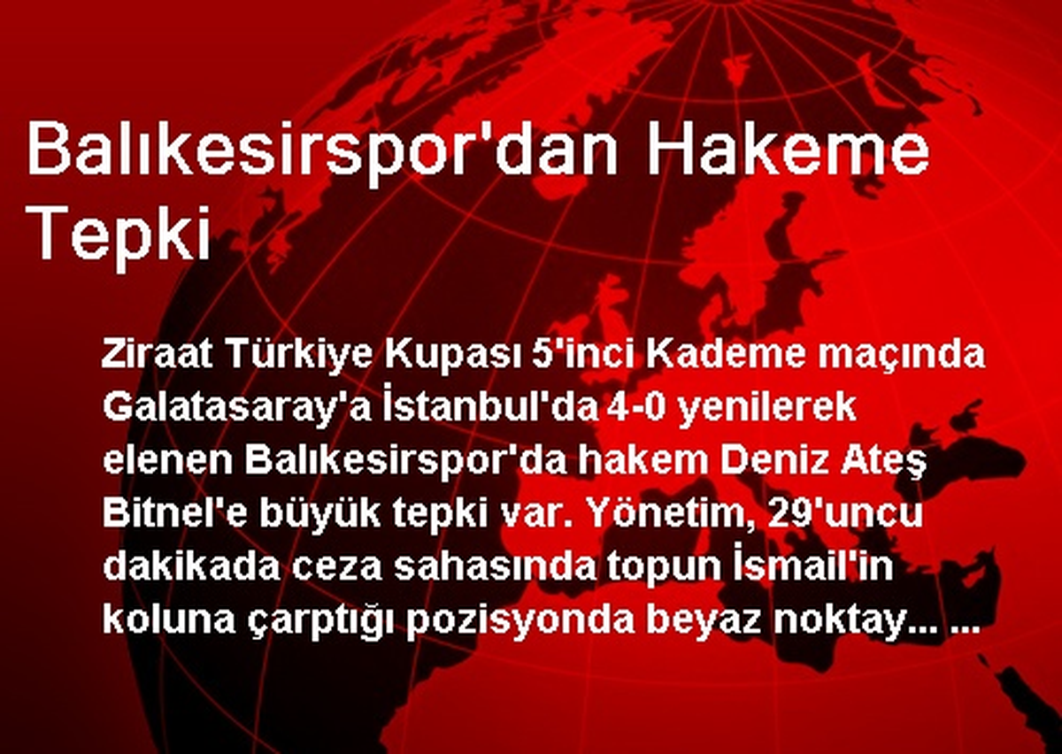 Balıkesirspor Hakem Bitnel\'e Tepkili
