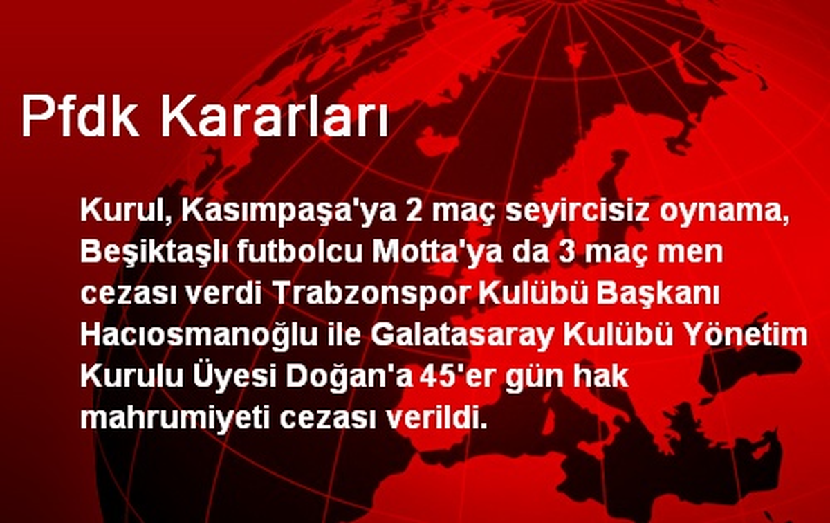 PFDK Ceza Yağdırdı