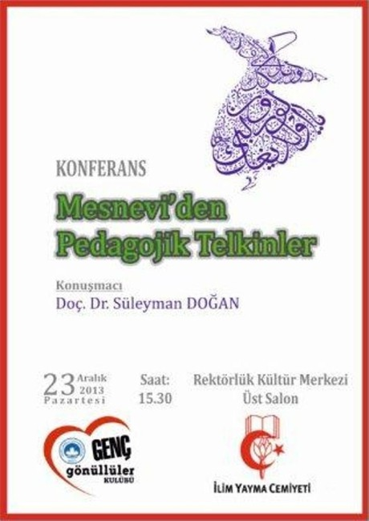 Mesnevi\'de Pedagojik Telkinler Konferansı Gerçekleştirilecek