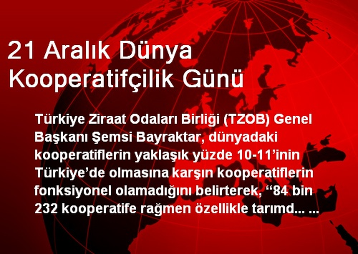 21 Aralık Dünya Kooperatifçilik Günü