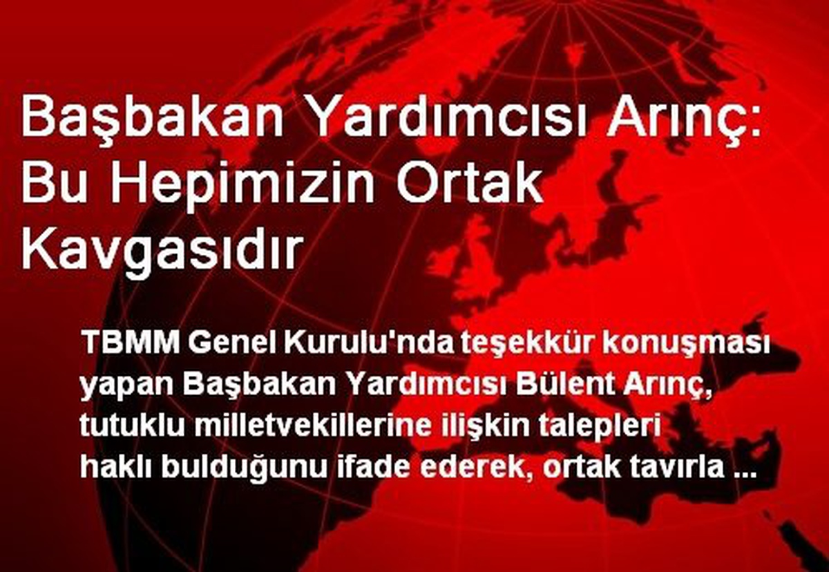 Başbakan Yardımcısı Arınç: Bu Hepimizin Ortak Kavgasıdır
