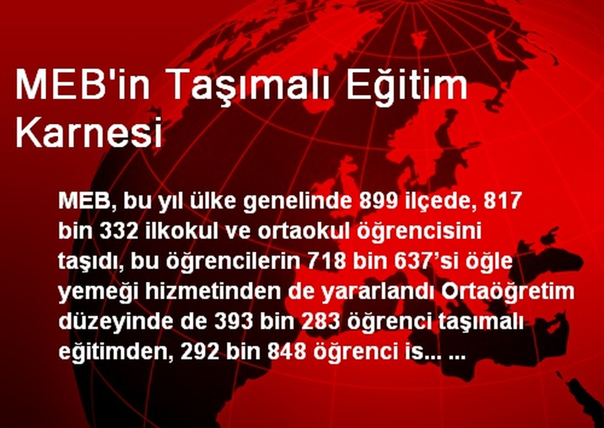 MEB\'in Taşımalı Eğitim Karnesi