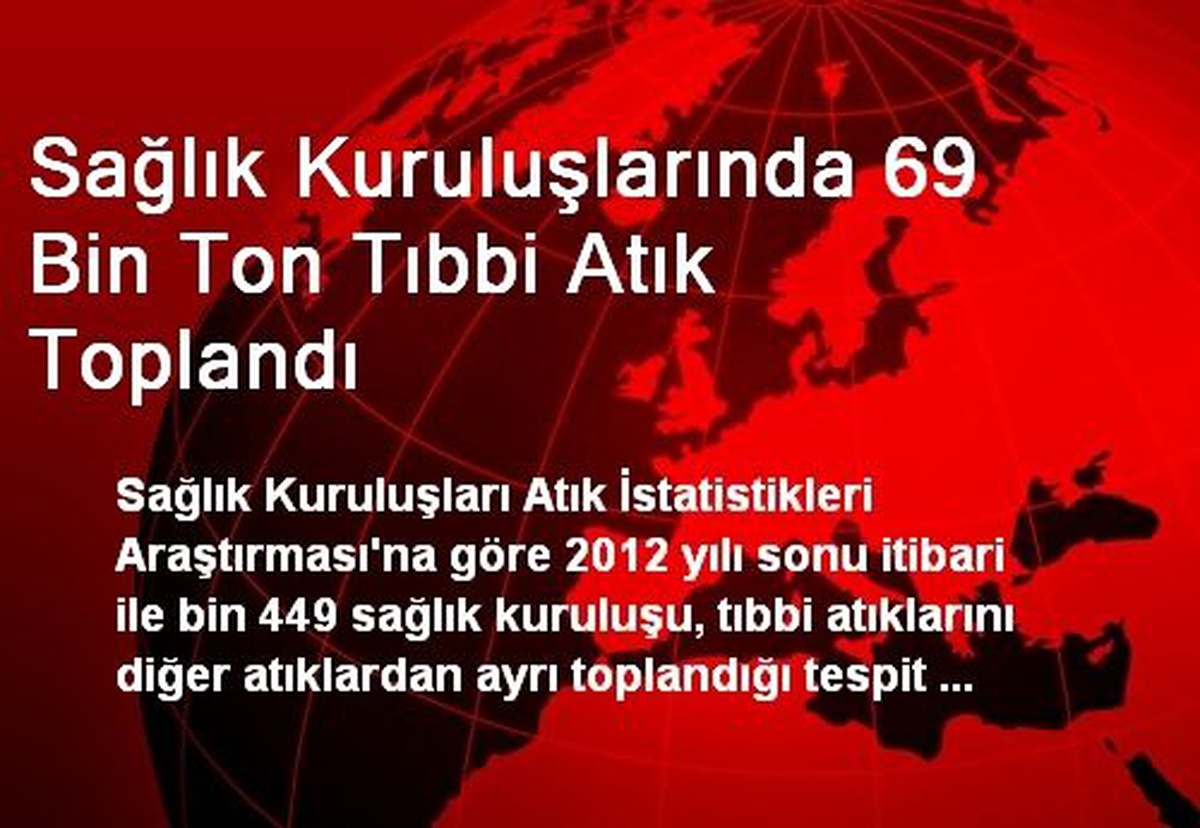 Sağlık Kuruluşlarında 69 Bin Ton Tıbbi Atık Toplandı