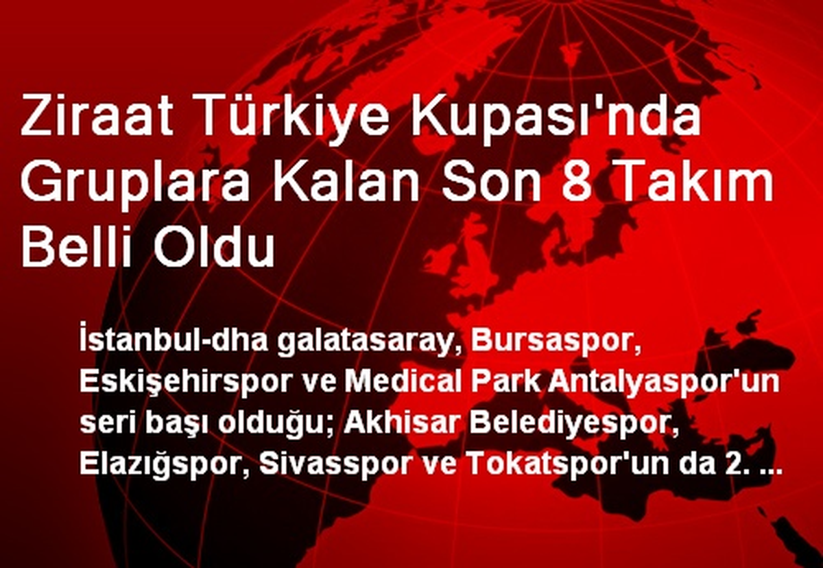 Ziraat Türkiye Kupası\'nda Gruplara Kalan Son 8 Takım Belli Oldu