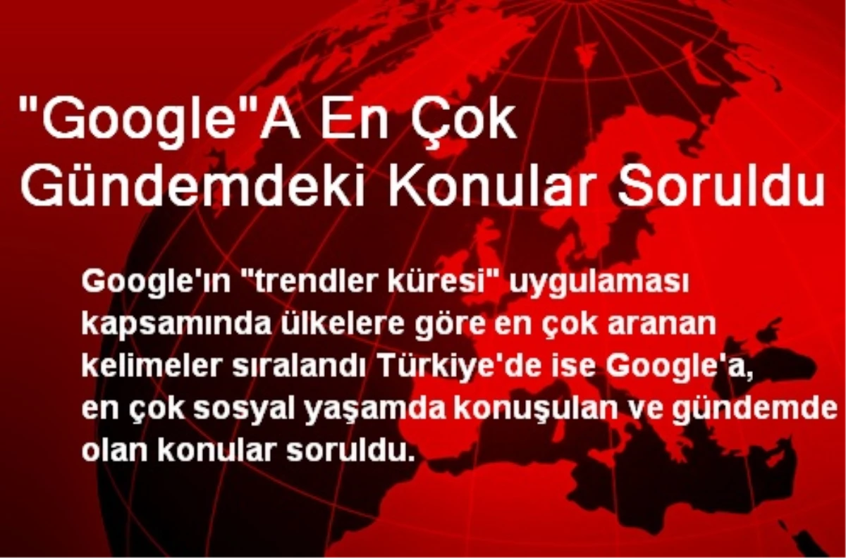 "Google"A En Çok Gündemdeki Konular Soruldu