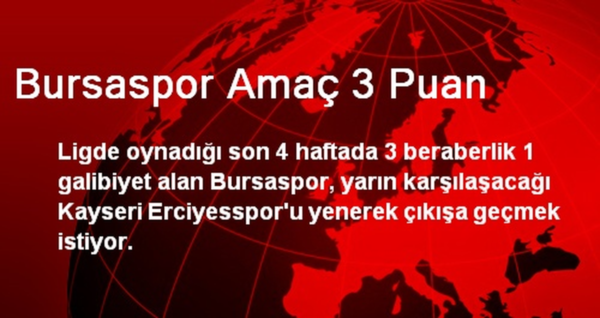 Bursaspor\'da Amaç 3 Puan