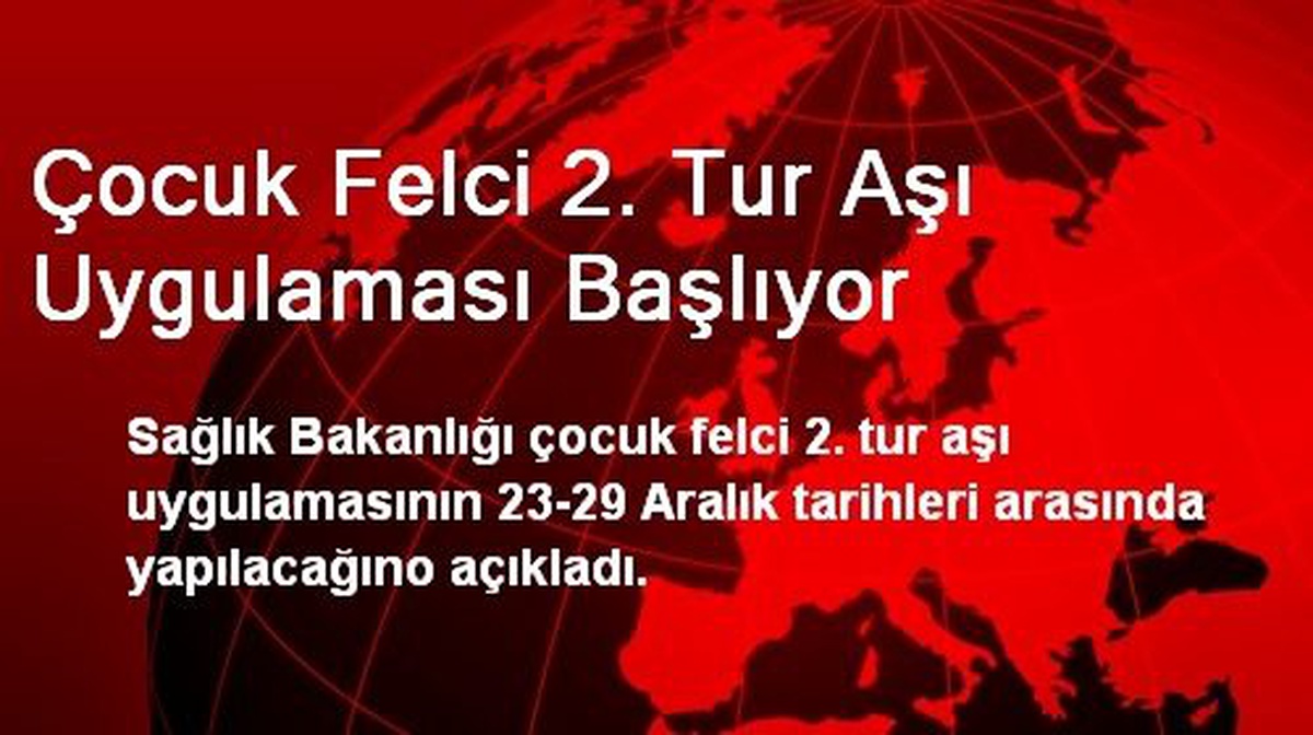 Çocuk Felci 2. Tur Aşı Uygulaması Başlıyor