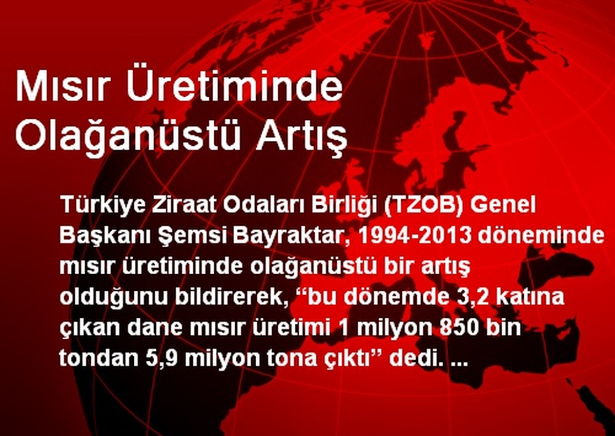 Mısır Üretimi 1 Milyon 850 Bin Tondan 5,9 Milyon Tona Çıktı