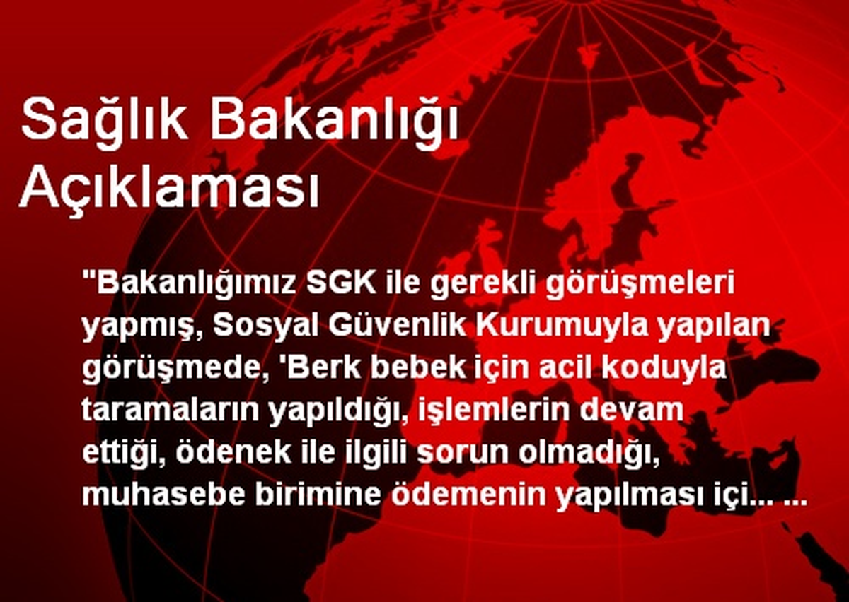 Sağlık Bakanlığı Açıklaması