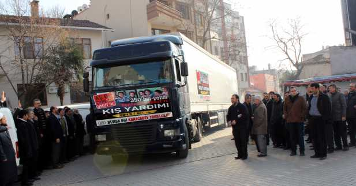 Karacabey\'den Suriye\'ye 1 Tır Kışlık Yardım