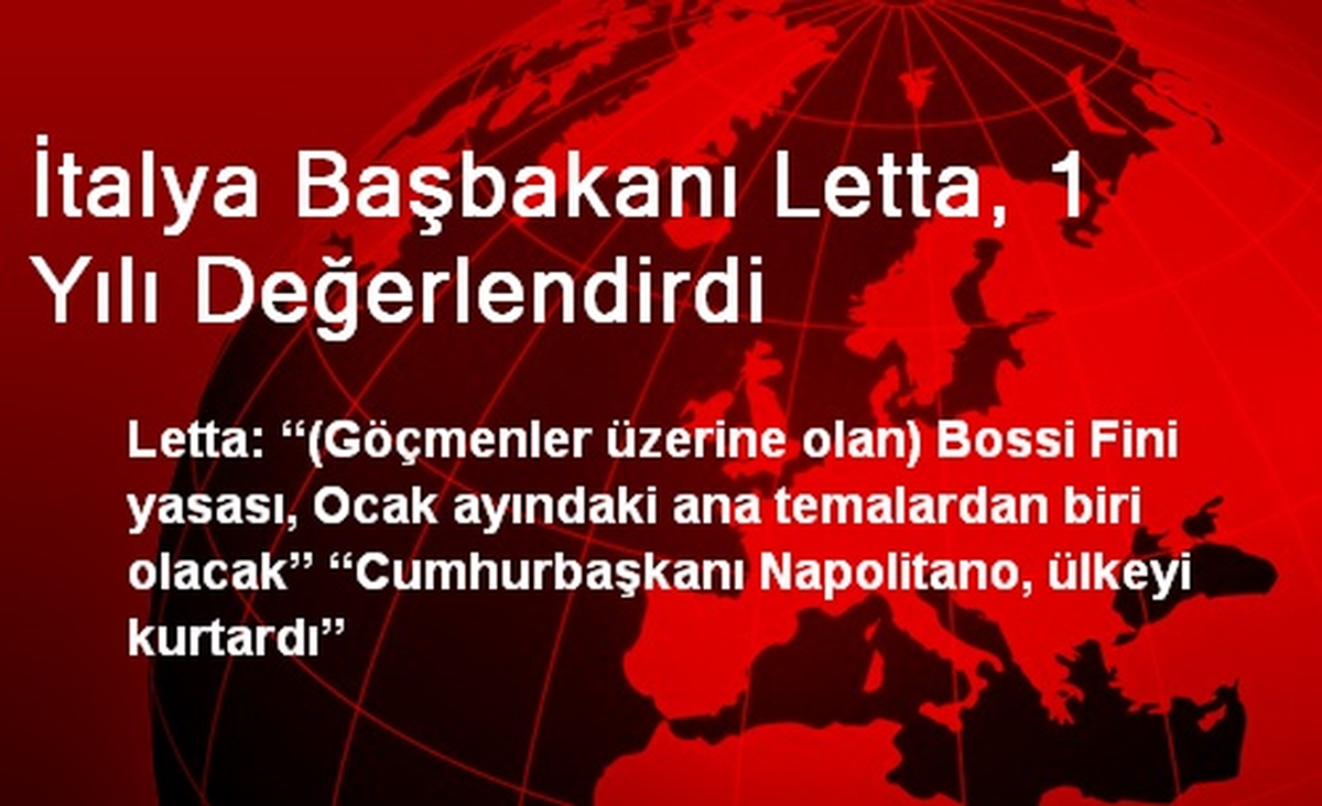 İtalya Başbakanı Letta, 1 Yılı Değerlendirdi