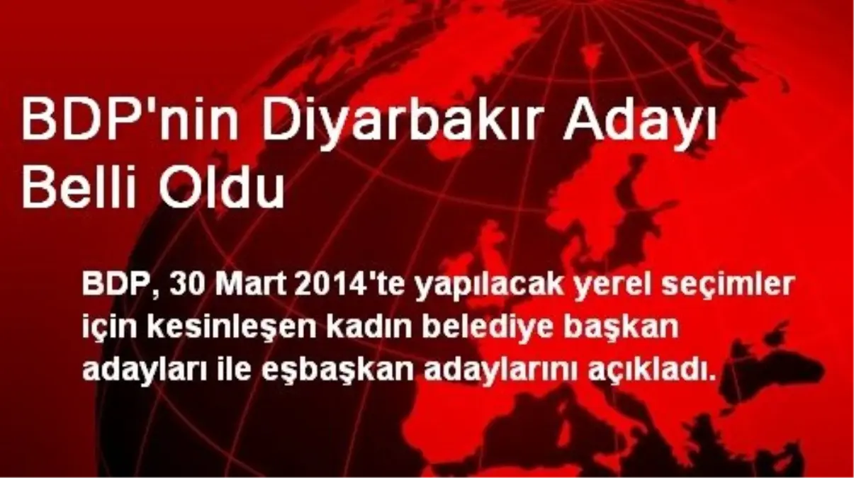 BDP\'nin Diyarbakır Adayı Belli Oldu